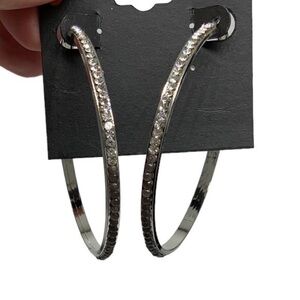 G by Gennaro white and black bling‎ 2” hoops NWT